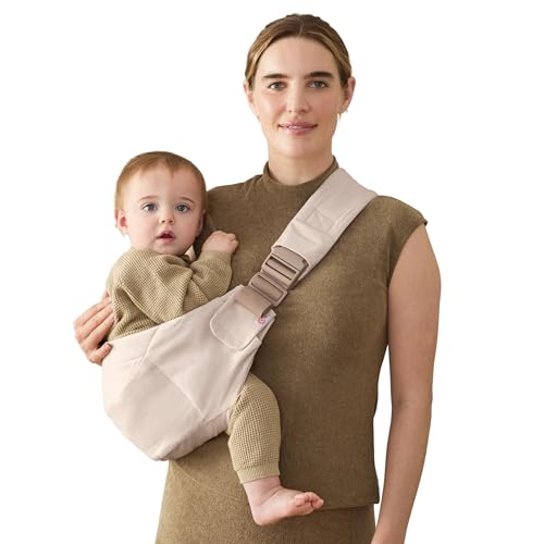 Ergobaby Upsie Sling Baby Carrier for Babies and Toddlers 6-48 Months (17-45 lbs) - 2-Position Ergonomic Baby Carrier with Front Storage Pocket, Hip-Healthy Positioning - Natural Beige