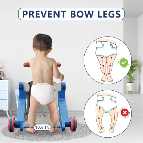 HYES 5 in 1 Baby Push Walker for Baby Boy, Activity Center Learning to Walk, Sit to Stand, Early Learning Push Toys for Infant 12 Months, Walking Toys Gift for Toddler Boys, Blue