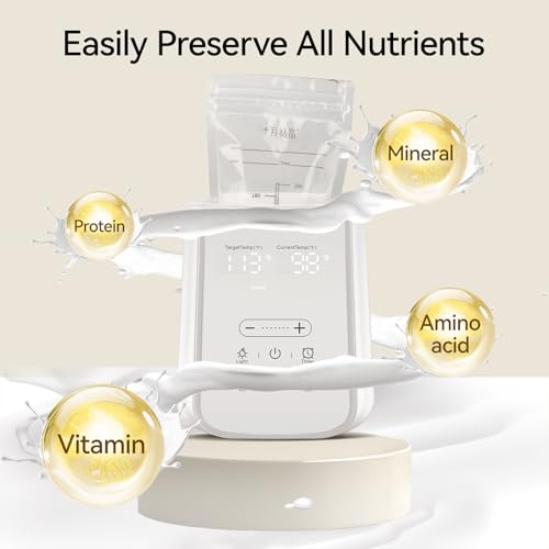 Baby Bottle Warmer for Breast Milk with Timer & Night Light, 11-in-1 Milk Warmer for Baby Bottles, 48H Keep Warm, BPA-Free Fast Heating with Adjustable Temperature (86-194℉) for Glass/PPSU Bottles