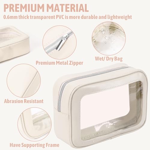YOPCDJ 5PCS Diaper Bag Organizer Pouch Set, TSA Approved Toiletry Bag，Clear Waterproof TPU Makeup Bag Set Travel Organizer Bags for Women and Kids