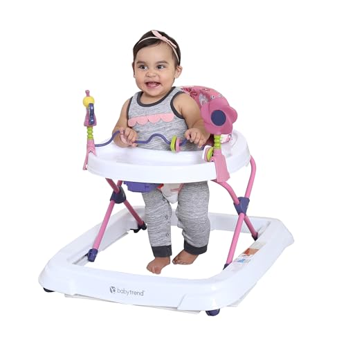 Smart Steps Trend Activity Walker with Removeable Toy Bar, Multi-Directional Front Wheels, Tray, Adjustable Height and Flat Fold Frame for Storage, Ages 6 Months +, Emily Pink