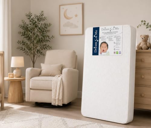 Dream On Me Twilight 5” Crib & Toddler Bed Mattress, Platinum, 88 Coil Innerspring Support, Waterproof & Stain-Resistant Vinyl Cover, Greenguard Gold & BSA Certified, Made in USA