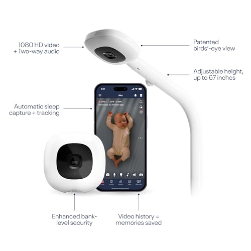 Nanit Pro Smart Baby Monitor - Camera & Floor Stand - 1080p Wi-Fi Video Camera, 2-Way Audio, See Your Baby from Anywhere, Sound/Motion/Cry Notifications, Night Vision