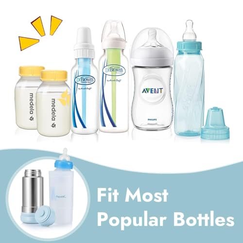 Papablic Portable Travel Baby Bottle Warmer On The Go, Fits Most Car Cup Holders, 12 OZ Stainless Steel Bottle Warmer, Leak-Proof, Safe & Easy to Clean