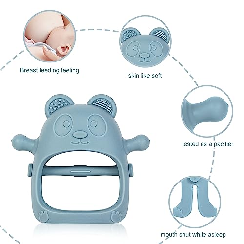 Eascrozn Baby Teething Toys for Infants 3+ Months Set of 3, Easy to Hold Silicone Teething Mitten with Soft Textures for Sensory Exploration and Teething Pain Relief, Baby Chew Toys for Sucking Needs