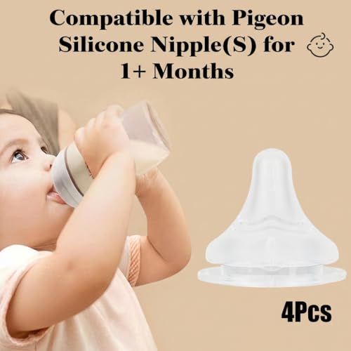 Compatible with Pigeon Nipple,4Pcs Compatible with Pigeon Bottle Nipple,Standard Flow,Fit for PigeonL Nipple6+ Months with Latch-On Line & Natural Feel