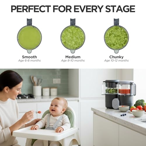 Baby Food Maker Steamer and Blender, 4 in 1 Multifunction Baby Food Processor and Steamer with Blender, Defrosting & Reheating, Use as Puree Maker and Grinder Machine for Feeding Set Essentials, 68 oz