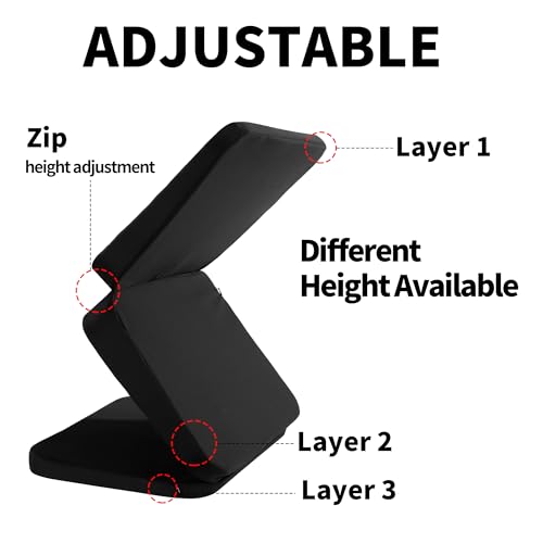 HOMBYS Adjustable Car Booster Seat for Short Drivers, 3 Heights for Different People, Adult Car Seat Cushions for Driving, Supportive Car Seat Pad for Lower Back Pain Reduce, (17"x12.8"x6.3", Black)