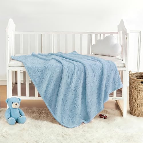 Pro Goleem Elephant Baby Boy Blanket, Soft Fleece Baby Blankets for Boys, 30" x 40" Blue Crib & Stroller Blanket for Newborns and Toddlers