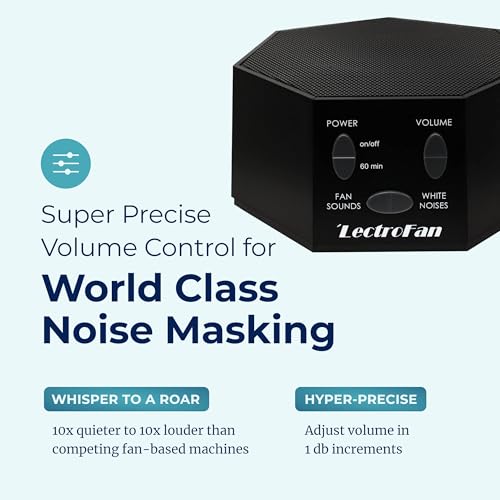 Adaptive Sound Technologies LectroFan Classic - Soothing Sound Machine for Sleep - Built-in Sleep Timer - Compact Design - Non-Looping Sounds - Speech Privacy - Black