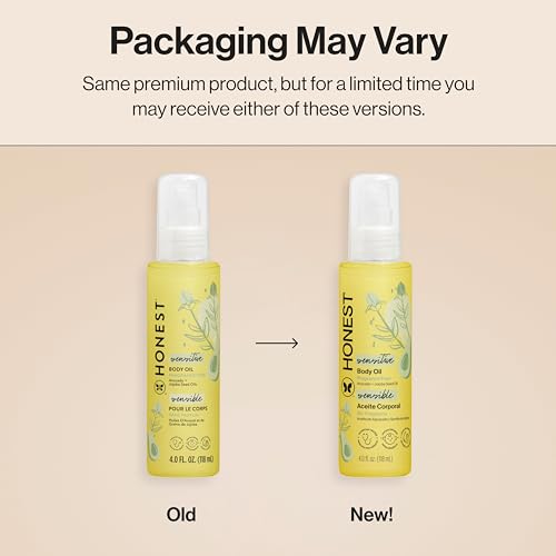 The Honest Company Fragrance Free Moisturizing Body Oil | Nourish + Soothe Baby's Skin | Plant-Based, Hypoallergenic, Vegan | 4.0 fl oz