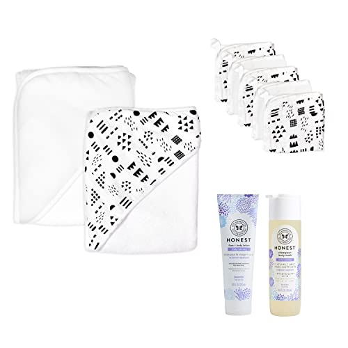 HonestBaby Unisex Baby 9-Piece Organic Cotton Bath Gift Set with Wash and Lotion, Pattern Play, One Size
