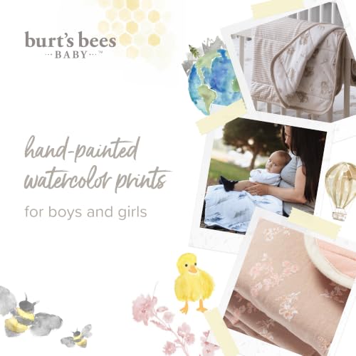 Burt's Bees Baby Organic Cotton Infant Reversible Blanket, Nursery Bedding