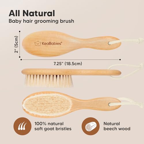 Wooden Baby Hair Brush for Toddler, Infant Cradle Cap (Walnut, Regular)