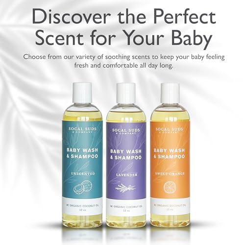 SoCal Suds & Company Organic Baby Shampoo and Body Wash - 2-in-1 Castile Soap, Hypoallergenic, Sensitive Skin, Natural Soap, Toddler Shampoo, Infant, Newborn, Kids Body Wash - 12oz Fragrance Free