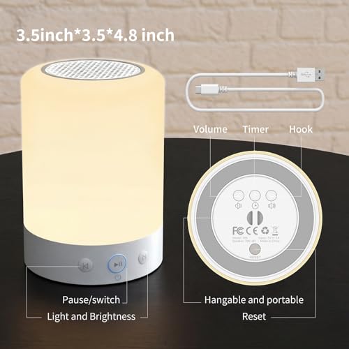 Night Lights, White Noise Machine – 20 Non-Looping Sleep Sounds, Rechargeable Battery, Touch Control, 6 Timers & Memory Function | Portable Sound Machine for Baby, Adults, Nursery, Travel