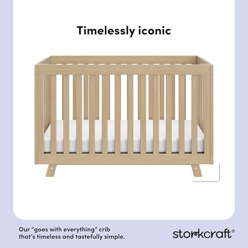 Storkcraft Beckett 3-in-1 Convertible Crib – GREENGUARD Gold Certified, Fits Standard Crib Mattress, Converts to Toddler Bed and Daybed, 4 Mattress Heights, Grow-with-Me Design (Driftwood)