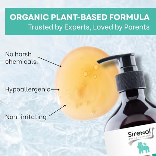 Sirenol Organic Baby Shampoo & Body Wash - Cosmos Certified, Dermatologist Tested, Detangling, Sensitive & Tear-Free Natural Formula, Clean Ingredients, 13.5oz