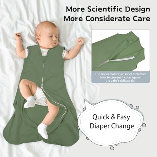Wrrernsin Baby Sleep Sack 6-12 Months,100% Cotton TOG 0.5 Wearable Blanket for Boys and Girls, 3 Pack 2-Way Zipper Lightweight Sleeping Bags for Toddler Newborn Infant