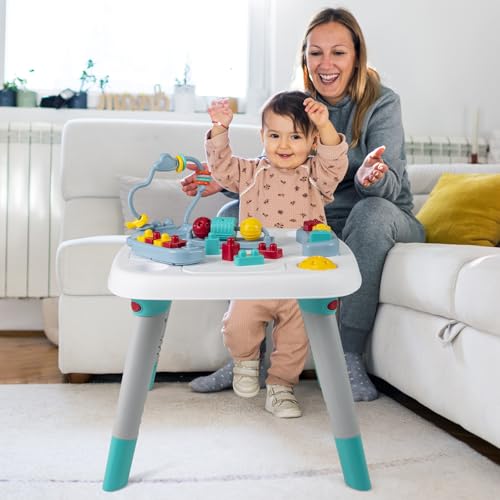 HONEY JOY Baby Bouncer Activity Center, 6-in-1 Infant Jumper & Standing Play Table w/ 360° Rotary Seat, 5 Toys, 3 Adjustable Heights, Music & Sounds, Activity Center for Babies(Blue)