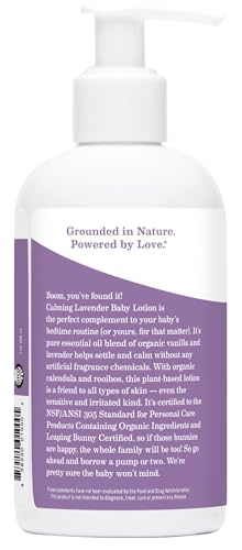 Earth Mama Calming Lavender Baby Lotion for Dry Skin, Calendula Cream for Newborn Skin Care, Children's Moisturizer with Aloe Juice, Rooibos, & Shea Butter, Lavender Lotion, 8 Fl Oz