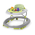 Chicco Walky Talky Foldable Baby Walker, Multilingual Play Tray with Music and Lights, 3 Height Adjustments, Brake Pads, for Children up to 26 lbs., Compact Fold, Circles/Grey/Green