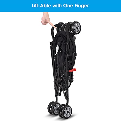 HONEY JOY Baby Lightweight Stroller, Compact Travel Stroller for Airplane, Adjustable Backrest & Canopy, 5-Point Harness, Cup Holder, Storage Basket, Foldable Umbrella Stroller for Toddlers (Black)