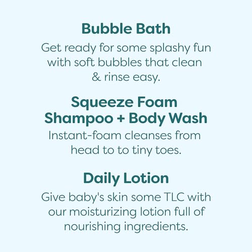 Babyganics Bath Time Giftset, Bubble Bath, Squeeze Foam Shampoo + Body Wash, Moisturizing Daily Lotion in Chamomile Verbena