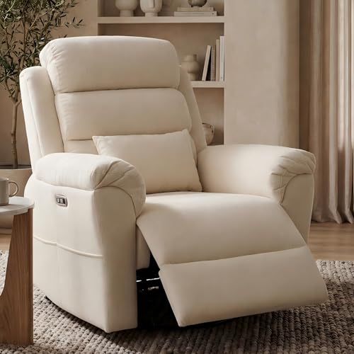 FLEXISPOT Souffle-Pro Swivel Rocker Recliner Chair with Nightlight, Power Nursery Glider Recliner with Massage & Heat, Adjustable Headrest, Oeko-TEX Fabric, Ideal for Nursery & Home Relaxation, Cream