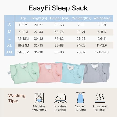 Supersoft Rayon Made from Bamboo Sleep Sack 6-12 Months 0.5 Tog Lightweight Toddler Sleep Sack Baby Wearable Blanket with 2-Way Zipper Summer Unisex Sleeping Bag for Babies (2 Pack) Blue & Gray
