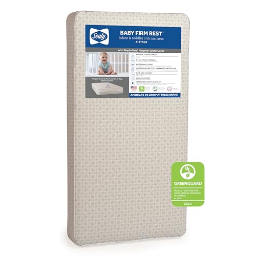 Sealy Baby Firm Rest Infant Crib Mattress - 2-Stage, 204 Coils, Breathable and Waterproof, GREENGUARD Gold Certified