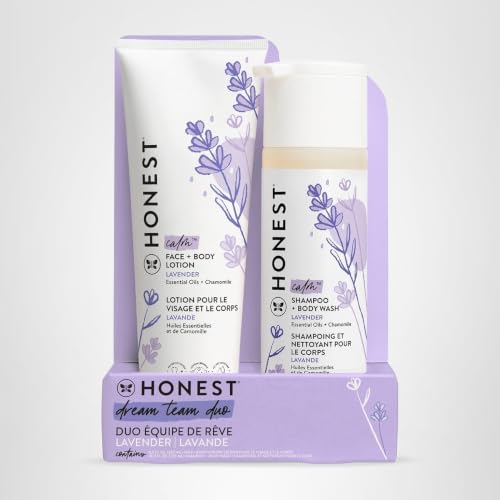 The Honest Company 2-in-1 Cleansing Shampoo + Body Wash and Face + Body Lotion Bundle | Gentle for Baby | Naturally Derived | Lavender Calm, 18.5 fl oz
