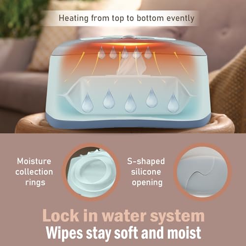 GOGO pure Baby Wet Wipe Warmer and Wet Wipe Dispenser, Holder and Case - with Easy Press On/Off Switch, Great Baby Gift (Blue/Grey) - Only At Amazon