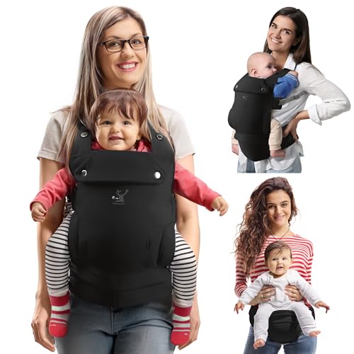 Baby Carriers, Baby Carrier with Hip Seat, 3 in 1 Baby Carrier Newborn to Toddler, 3-36 Month Baby Sling, Adjustable Detachable Baby Hip Seat, Enhanced Lumbar Support, Ideal for Hands-Free Parenting