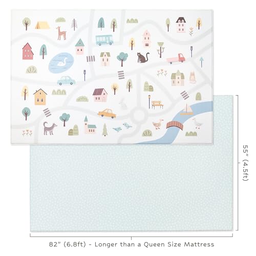 Keiki Care Reversible Play Mat 82” x 55” - for Infants, Babies, Toddlers, Kids | Waterproof, Durable, Non-Toxic, Easy-to-Clean | Thick & Large Soft Foam Floor Mat for Gym, Nursery, Playroom
