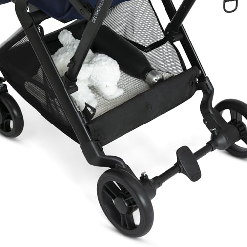 Delta Children Icon Ultra Compact Lightweight Everyday & Travel Stroller - One-Hand Fold - Only 15.6 Pounds - Fits in Overhead Compartments - Greenguard Gold Certified - Multi-Position Recline, Navy