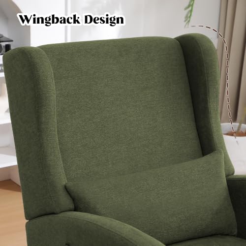 HCHAIRH Rocking Chair Nursery, Nursery Rocking Chairs with Foot Rest, Comfy Glider Rocker Nursing Chair with Back Pillow for Nursing, Living Room, Bedroom, Dark Green