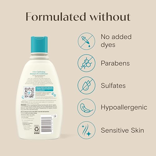 Aveeno Kids Shampoo & Conditioner, Formulated With Oat Extract to Gently Cleanse, Condition & Detangle Kids Hair, For Sensitive Skin and Scalp, Hypoallergenic, 12 Fl Oz