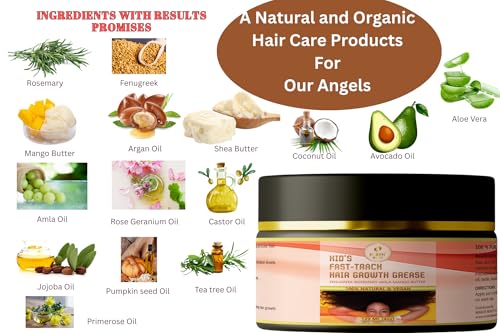 Kid's Hair Growth Grease with Raw Organic and Pure Batana Extract, Rosemary, Fenugreek, Amla oil Mango Butter. Improve Elasticity. Perfect Curly, coily and straight Hair types. 120 Ml