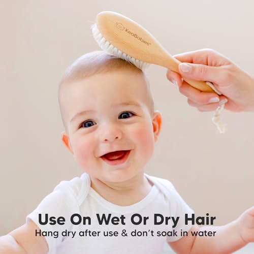 Wooden Baby Hair Brush for Toddler, Infant Cradle Cap (Walnut, Regular)
