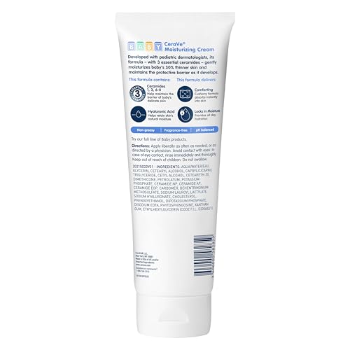 CeraVe Baby Cream, Gentle Moisturizing Cream with Ceramides, Fragrance, Paraben, Dye & Phthalates Free, Rich & Non-Greasy Feel, Gentle Baby Skin Care, 8 Ounce