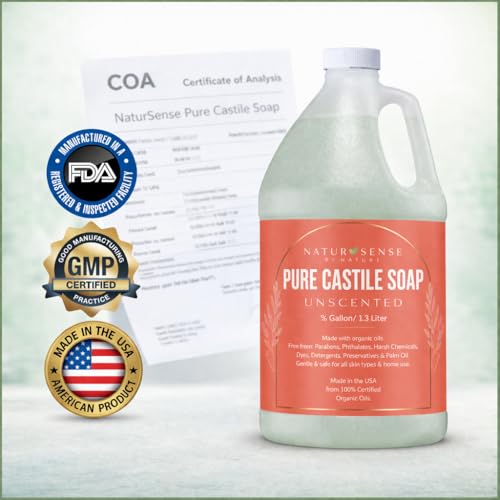 Organic Castile Soap Liquid Unscented 64 oz - Baby Body Hand Wash Shampoo