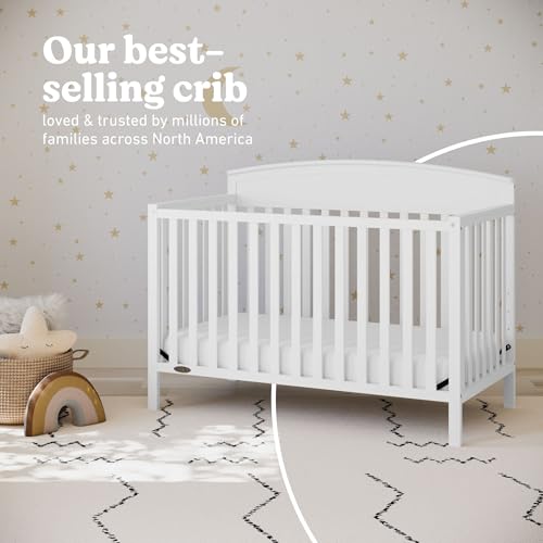 Graco Benton 5-in-1 Convertible Crib – GREENGUARD Gold Certified, Converts from Baby Crib to Toddler Bed, Daybed and Full-Size Bed, Fits Standard Full-Size Crib Mattress (White)