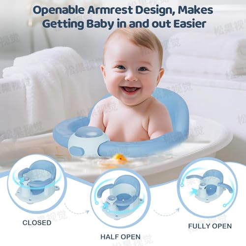 Baby Bath Seat for Babies 6 Months & Up - Baby Bath Seats for Babies Sitting Up | Non-Slip Baby Bath Chair with Cushion & Suction Cup | Toddler Bath Seat Newborn Infants Baby Bathtub Seat (Blue)