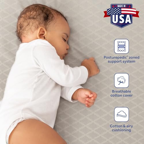 SEALY BABY 2 Stage Infant Crib Mattress Plus Toddler Bed Fit, Breathable, Resistant to Stain Cover, Dual Firmness & Lightweight, Posturepedic Grow