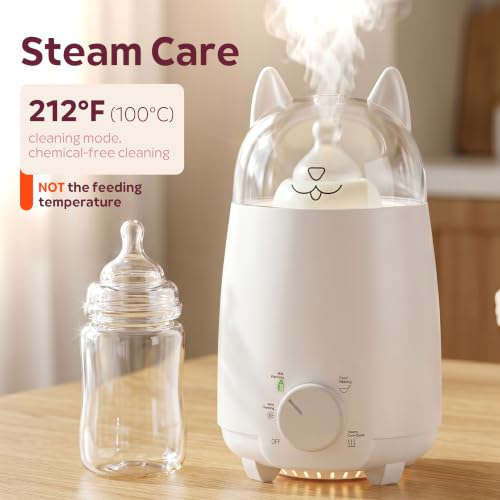 Baby Bottle Warmer for Breastmilk and Formula, 8-in-1 Defroster, Baby Food Heater, Steam Care Cycle, BPA-Free PP, CPSIA-Tested, 24H Keep Warm, Night Light, Auto Shut-Off