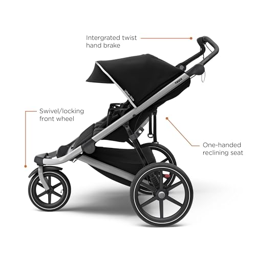 Thule Urban Glide 2 Jogging Stroller, Black/Silver Frame, Double
