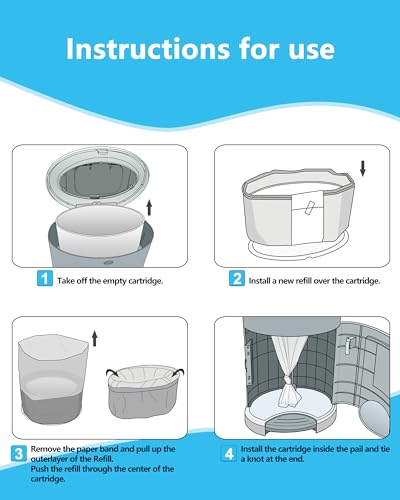 HIDALIFE Refills Compatible with Dekor Classic Diaper Pails, Disposable Diaper Trash Bags, Extra Thick Diaper Pail Refill Liners, Hold Up to 1980 Diapers (4 Pack)