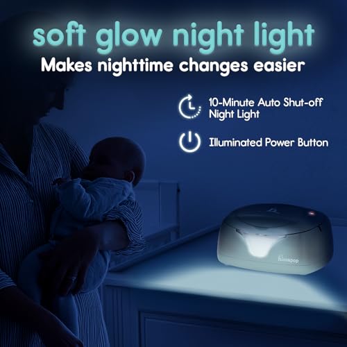 Hiccapop Baby Wipe Warmer and Baby Wet Wipes Dispenser | Baby Wipes Warmer for Babies | Diaper Wipe Warmer with Changing Light, Gray