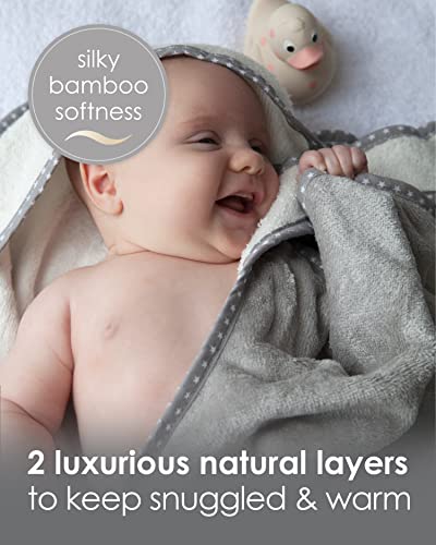 Cuddledry Hands Free Baby Bath Towel | Luxuriously Soft Cotton & Viscose Derived from Bamboo Hooded Baby Towel | Apron Towel for Safe Babies Bathtime | Perfect Newborn Gift | Gray